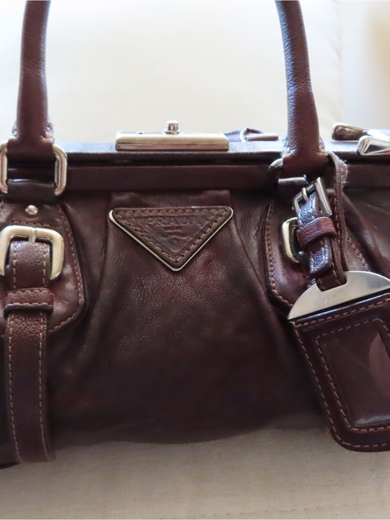 Prada Handbags - Vintage Prada  Brown Leather Doctor Bag Frame Top Handle Handbag